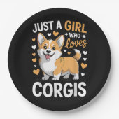 Nur ein Mädchen, das Corgis liebt Pappteller (Vorderseite)