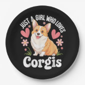 Nur ein Mädchen, das Corgis liebt Pappteller (Vorderseite)