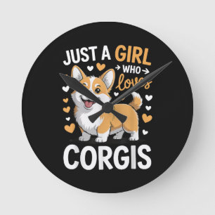 Nur ein Mädchen, das Corgis liebt Runde Wanduhr