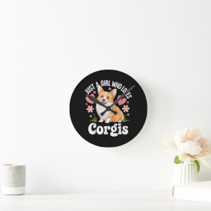 Nur ein Mädchen, das Corgis liebt Runde Wanduhr