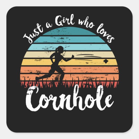 Nur ein Mädchen, das Cornhole Gift Mama Lieben Quadratischer Aufkleber (Vorderseite)