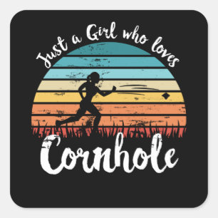Nur ein Mädchen, das Cornhole Gift Mama Lieben Quadratischer Aufkleber