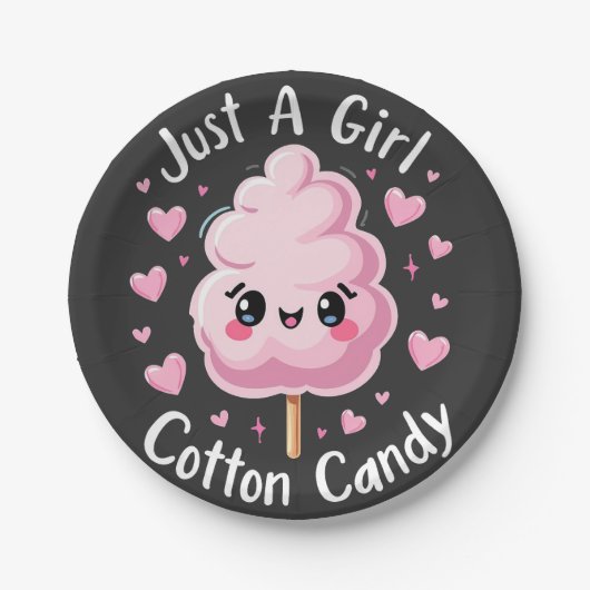 Nur ein Mädchen, das Cotton Candy Liebe Pappteller (Vorderseite)