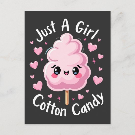 Nur ein Mädchen, das Cotton Candy Liebe Postkarte (Vorderseite)