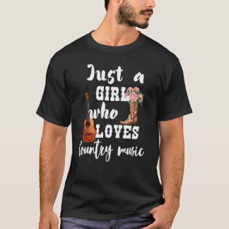 Nur ein Mädchen, das Country Music Gitarre und Kuh T-Shirt