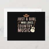Nur ein Mädchen, das Country Music Liebe Postkarte (Vorne/Hinten)
