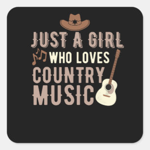 Nur ein Mädchen, das Country Music Liebe Quadratischer Aufkleber
