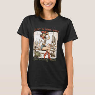 Nur ein Mädchen, das Country-Musik-Cowgirl liebt T-Shirt