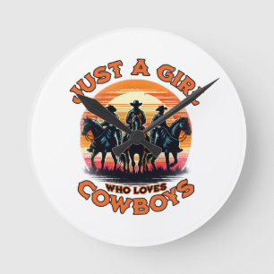 Nur ein Mädchen, das Cowboys liebt Runde Wanduhr