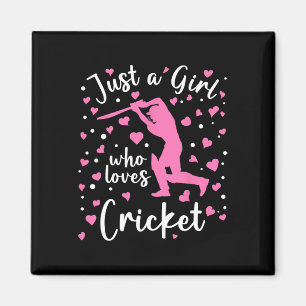 Nur ein Mädchen, das Cricket liebt Rosa Herz Crick Magnet