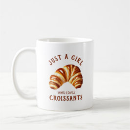Nur ein Mädchen, das Croissants Lieben Kaffeetasse