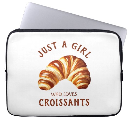 Nur ein Mädchen, das Croissants Lieben Laptopschutzhülle (Vorderseite)