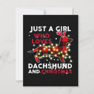 Nur ein Mädchen, das Dachshund und Weihnachten lie Mitteilungskarte