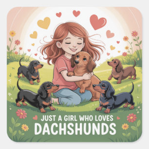 Nur Ein Mädchen Das Dachshunde Liebt Quadratischer Aufkleber