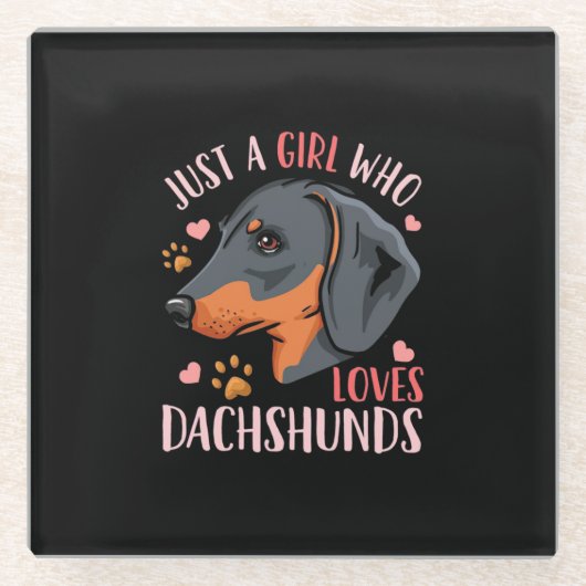 Nur ein Mädchen, das Dackeln Liebe Glasuntersetzer (Vorderseite)