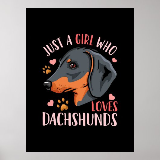 Nur ein Mädchen, das Dackeln Liebe Poster (Vorne)