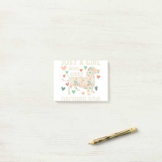 Nur ein Mädchen, das Dackeln Lieben Blume Post-it Klebezettel (Auf Schreibtisch)