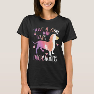 Nur ein Mädchen, das Dackeln  Watercolor Dachsh Li T-Shirt