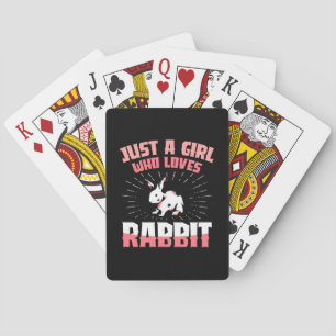 Nur ein Mädchen, das das Kaninchen Lieben Spielkarten