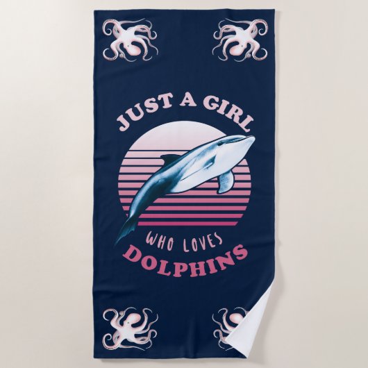 Nur ein Mädchen, das Delphine Liebe Strandtuch (Vorderseite)