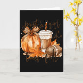 Nur Ein Mädchen Das Den Herbst Kürbis Cozy Herbst Karte (Gelbe Blume)