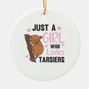 Nur ein Mädchen, das den Niedlichen Affen Tarsier Keramik Ornament