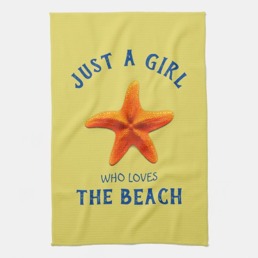 Nur ein Mädchen, das den Strand Liebe Geschirrtuch (Vertikal)