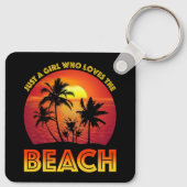 Nur ein Mädchen, das den Strand Liebe Schlüsselanhänger (Rückseite)