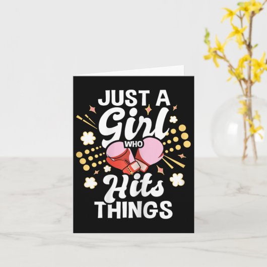 Nur ein Mädchen, das die Dinge trifft - Kickboxing Karte (Gelbe Blume)