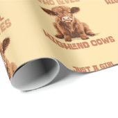 Nur ein Mädchen, das die Kühe der Highlands Liebe Geschenkpapier (Rolleneckpunkt)