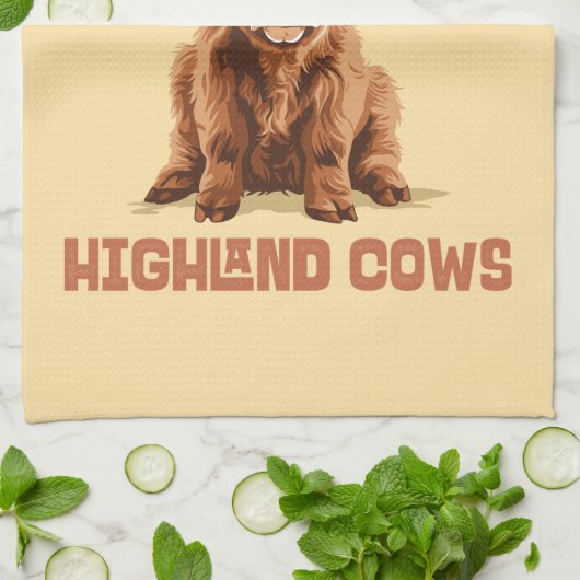 Nur ein Mädchen, das die Kühe der Highlands Liebe Geschirrtuch (Gefaltet)