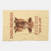 Nur ein Mädchen, das die Kühe der Highlands Liebe Geschirrtuch (Horizontal)