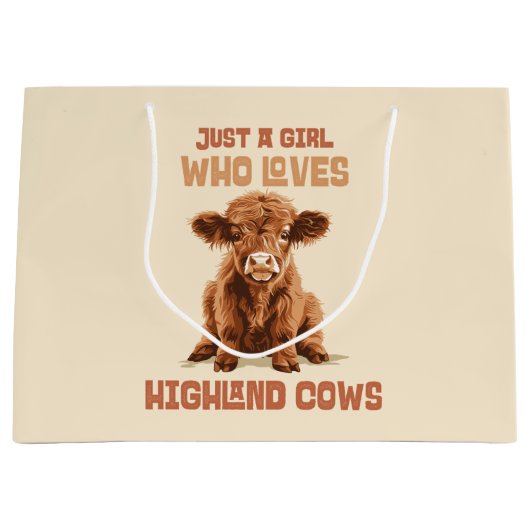 Nur ein Mädchen, das die Kühe der Highlands Liebe Große Geschenktüte (Vorderseite)