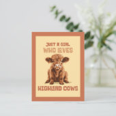 Nur ein Mädchen, das die Kühe der Highlands Liebe Postkarte (Stehend Vorderseite)