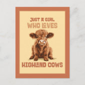 Nur ein Mädchen, das die Kühe der Highlands Liebe Postkarte (Vorderseite)