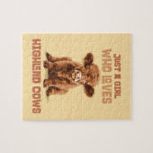 Nur ein Mädchen, das die Kühe der Highlands Liebe Puzzle (Horizontal)