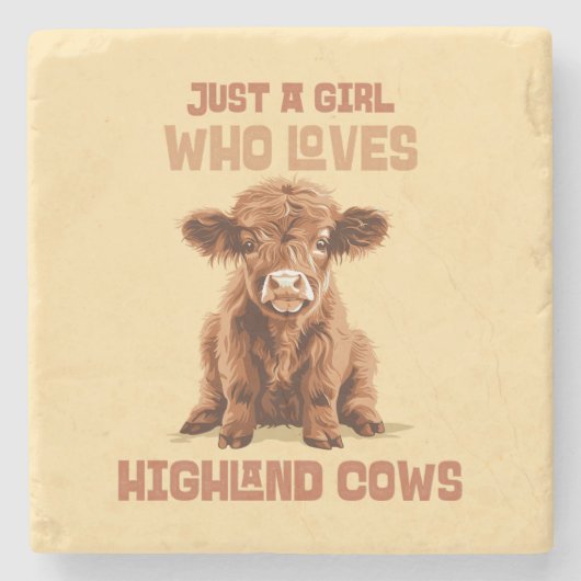 Nur ein Mädchen, das die Kühe der Highlands Liebe Steinuntersetzer (Vorderseite)