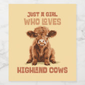 Nur ein Mädchen, das die Kühe der Highlands Liebe Weinetikett (Einzelnes Label)
