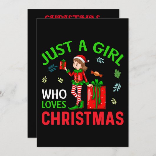 "NUR EIN MÄDCHEN, DAS DIE LIEBEN WEIHNACHTEN HAT" EINLADUNG (Vorne/Hinten)