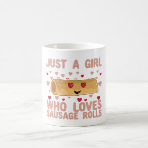 Nur ein Mädchen, das die Wurstrollen  Kaffeetasse