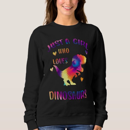 Nur ein Mädchen, das Dinosaurier Liebe farbenfrohe Sweatshirt (Vorderseite)