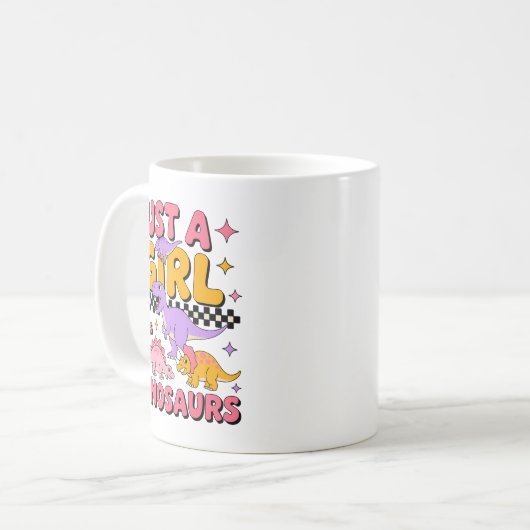 Nur ein Mädchen, das Dinosaurier Liebe Kaffeetasse (Vorderseite Links)