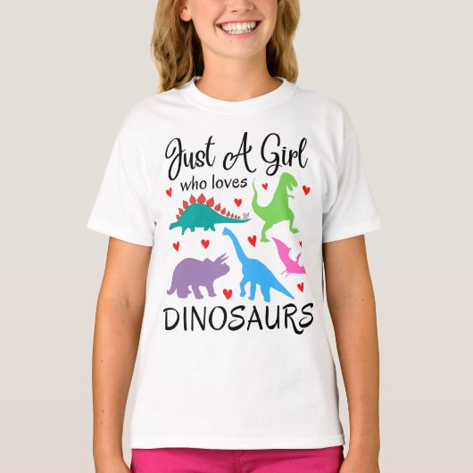 Nur ein Mädchen, das Dinosaurier Lieben Mädchen Fr T-Shirt (Vorderseite)