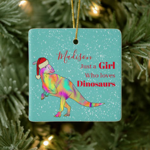 Nur ein Mädchen das Dinosaurier liebt Personalisie Keramikornament