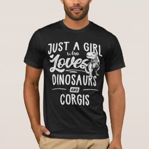 Nur ein Mädchen, das Dinosaurier und Corgis Dinosa T-Shirt