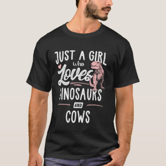 Nur Ein Mädchen Das Dinosaurier Und Kühe Liebt Din T-Shirt