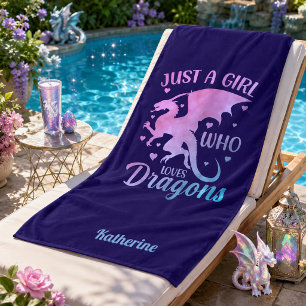 Nur ein Mädchen, das Drachen liebt - Fantasy-Drach Strandtuch