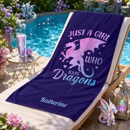 Nur ein Mädchen, das Drachen liebt - Fantasy-Drach Strandtuch