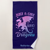 Nur ein Mädchen, das Drachen liebt - Fantasy-Drach Strandtuch (Vorderseite)