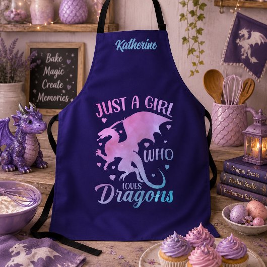 Nur ein Mädchen, das Drachen liebt - Fantasy-Name Schürze